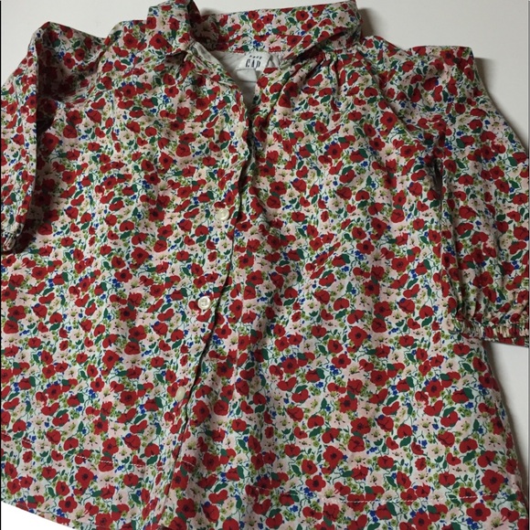 GAP red floral button down dress - Picture 1 of 2